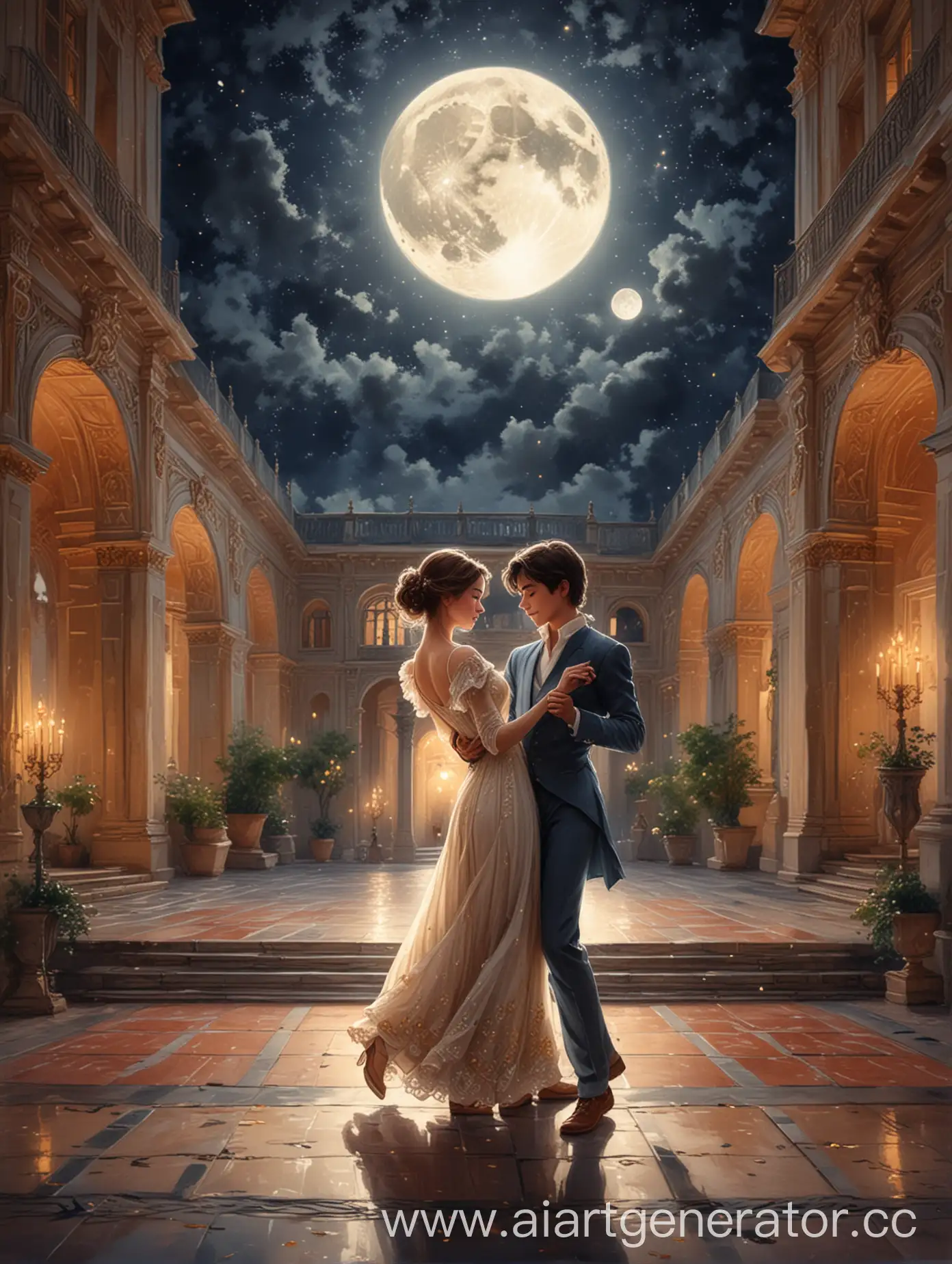 Elegant-Prince-and-Princess-Waltzing-in-Moonlit-Palace-Courtyard