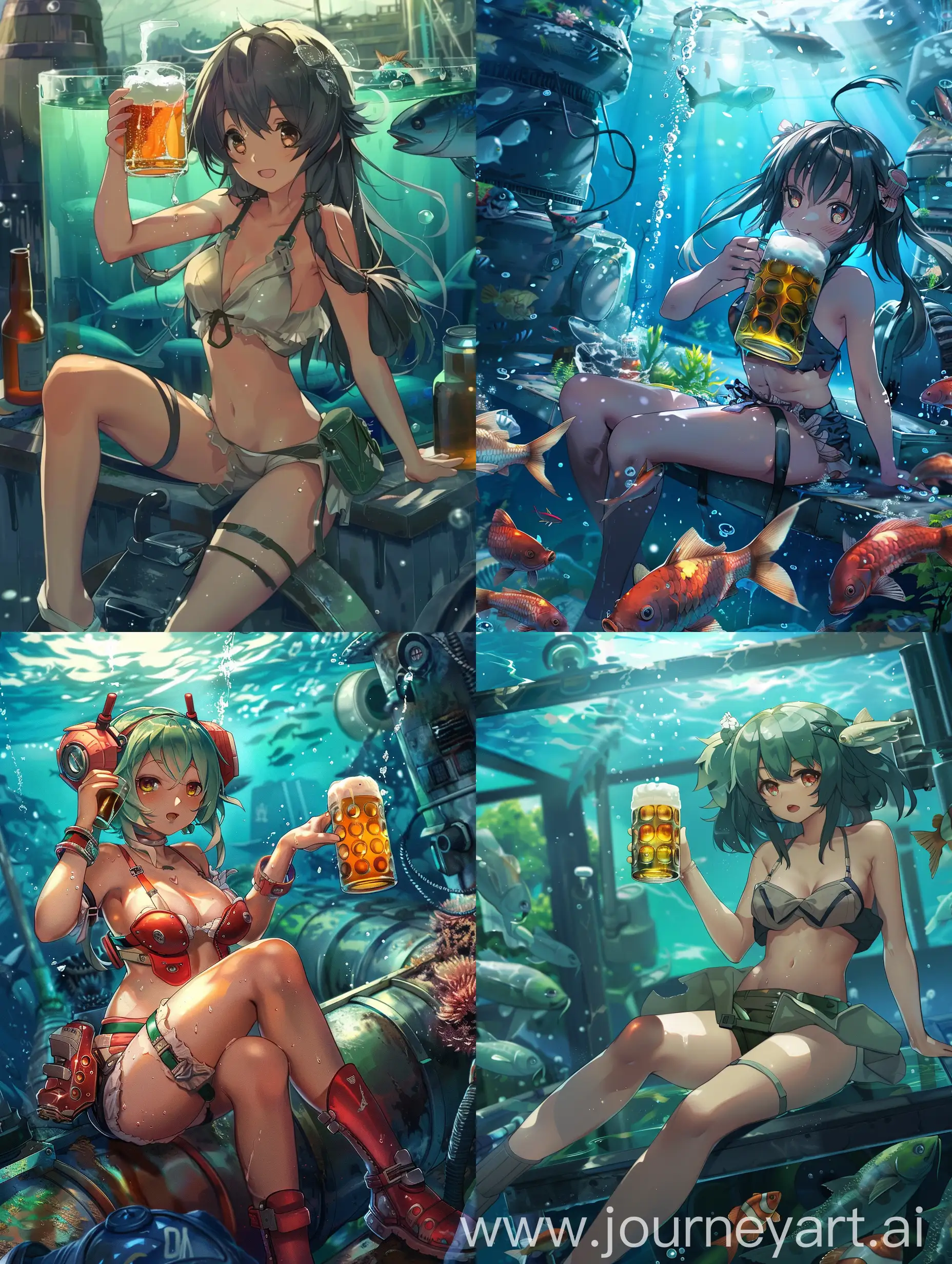 Anime-Girl-Enjoying-Beer-on-Tank-by-Fishman-Base