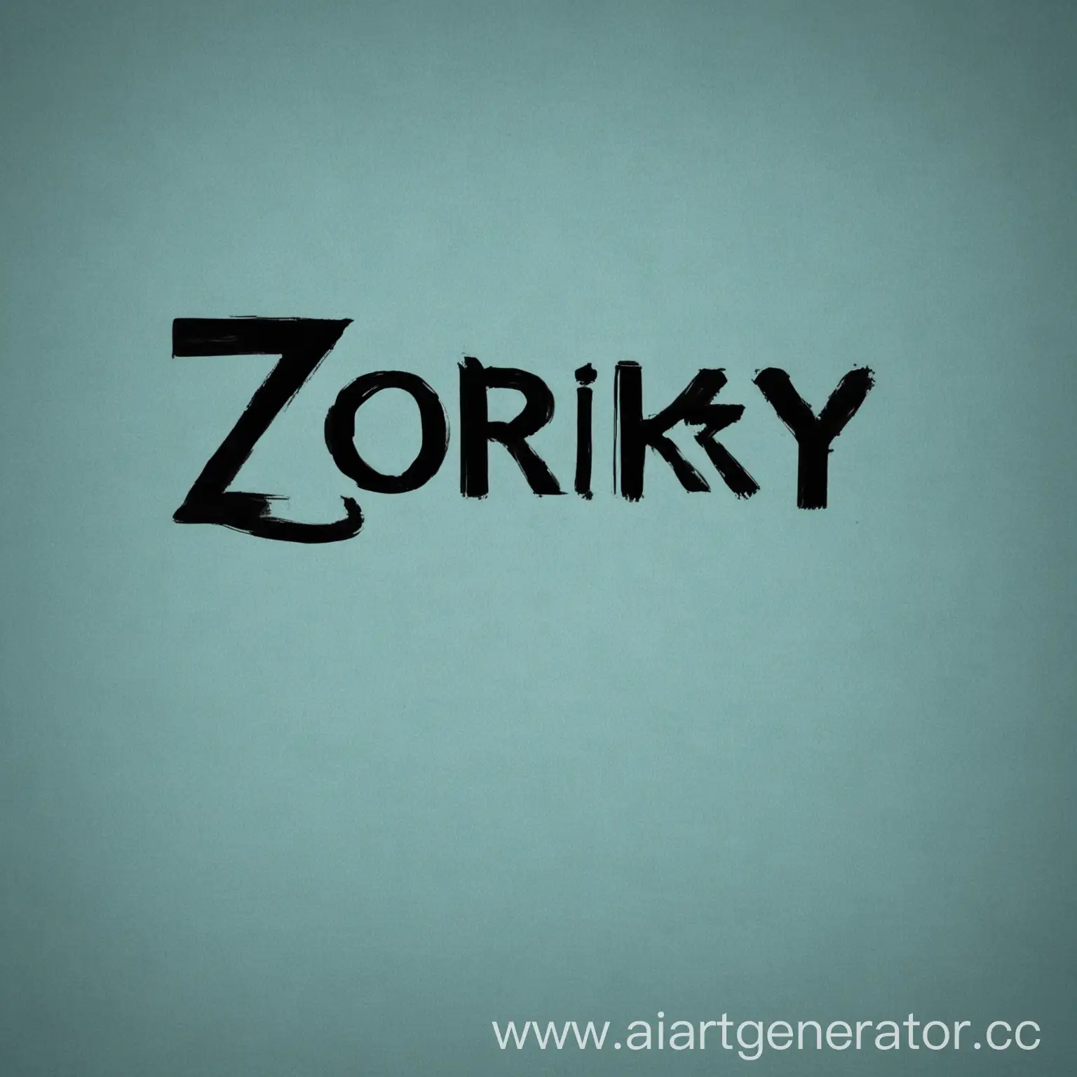На синем фоне, чёрная надпись "Zorkiy" а внизу, маленькая, чёрная надпись "The creator"
