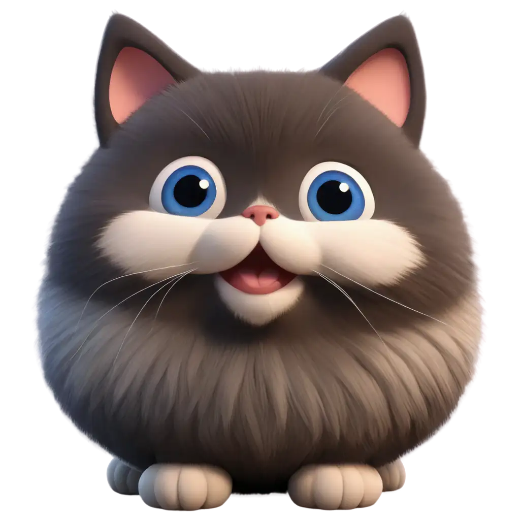 cute fluffy and chubby 3d cartoon cat