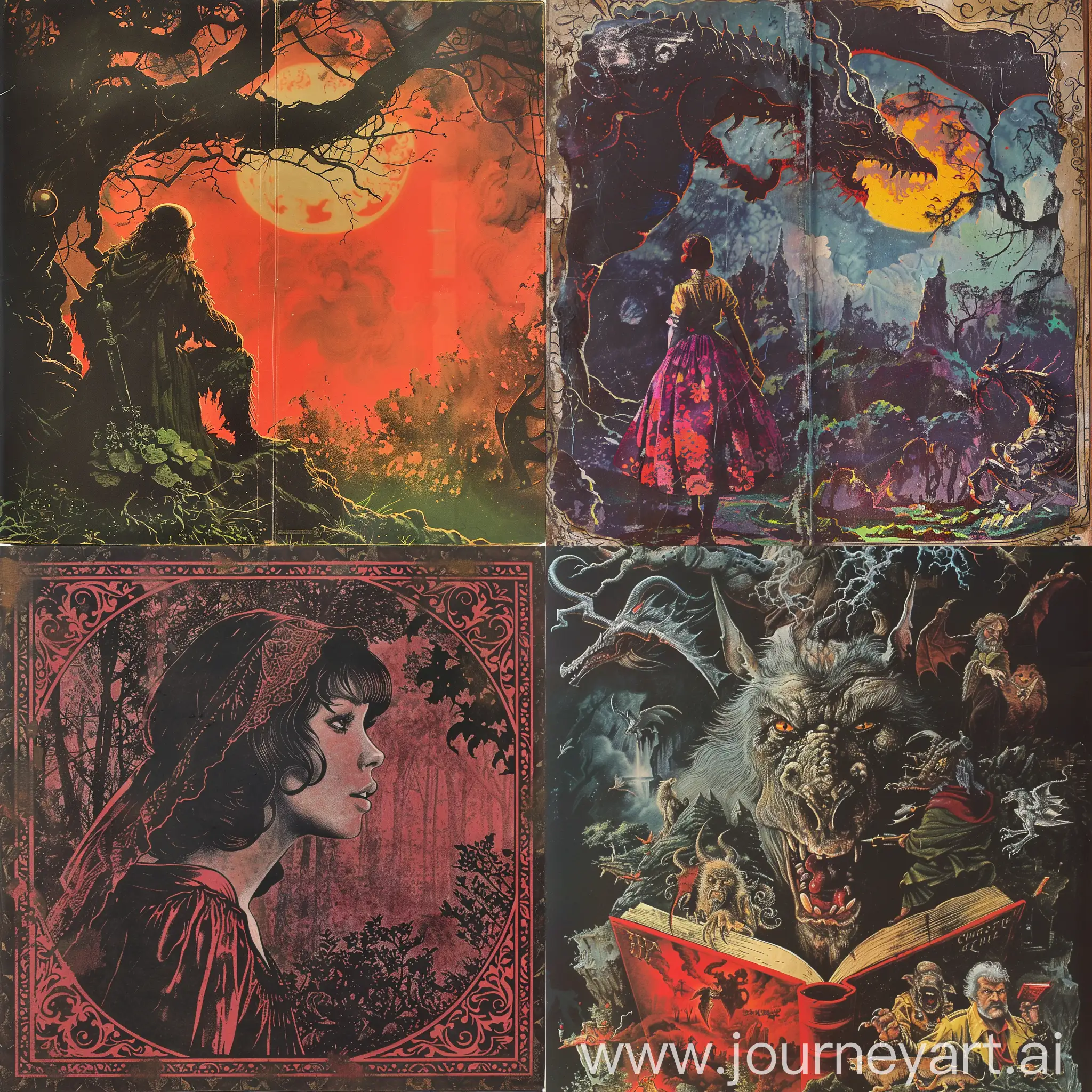 1970s-Dark-Fantasy-Books-Cover-Paper-Art-Caperucita-Roja-Style-Paper-Drawing