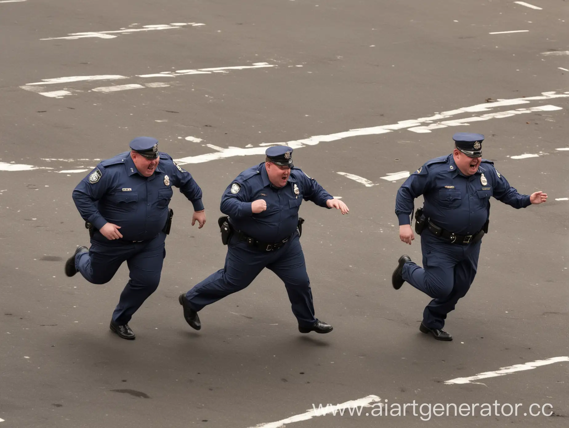 толстые полицеские гоняться за машиной