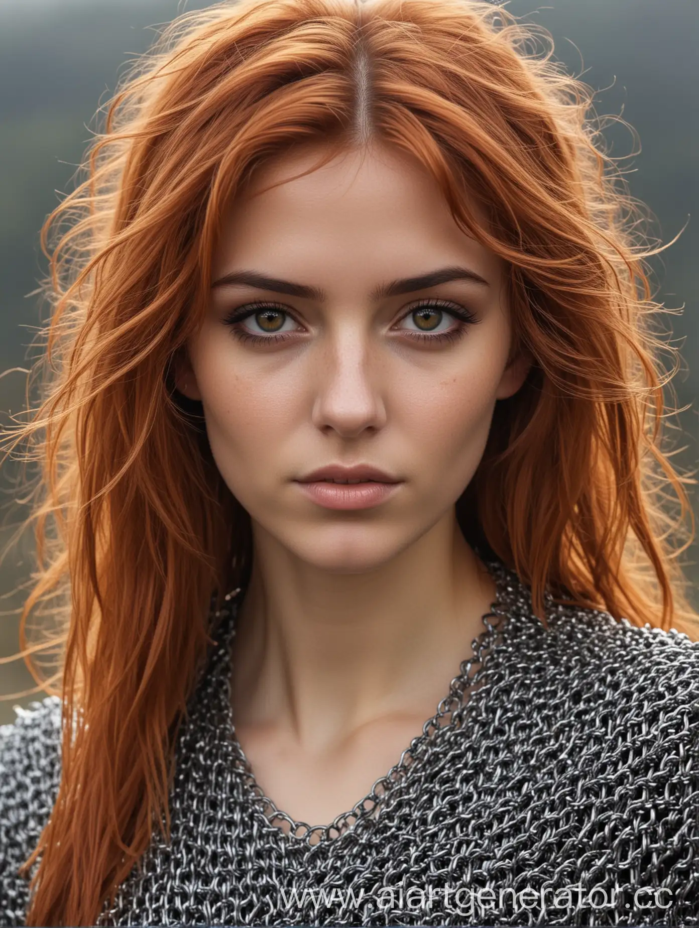 Mysterious-Girl-with-Copper-Hair-in-Chainmail-Armor