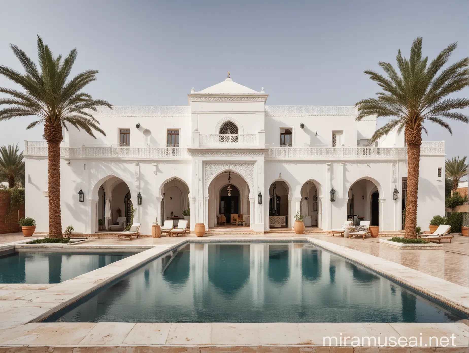 Luxurious Moroccan Villa with Spacious Pool and Elegant Fountain