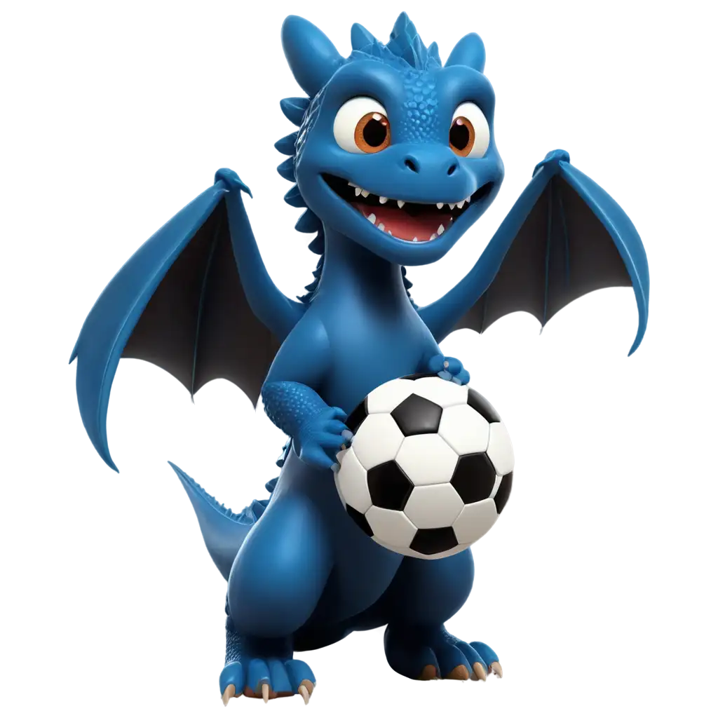 Cute blue drogon Play soccer