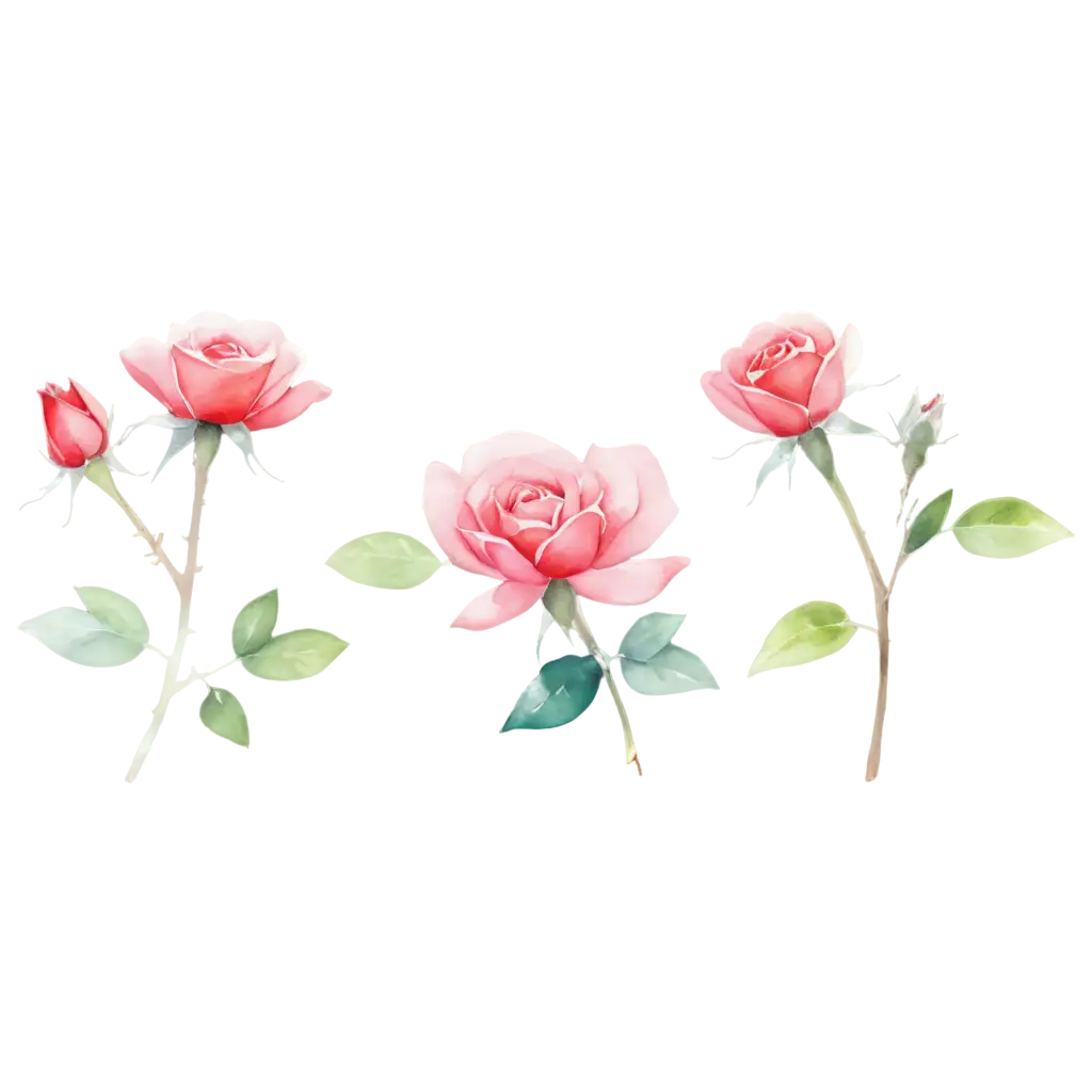 watercolor rose logo set