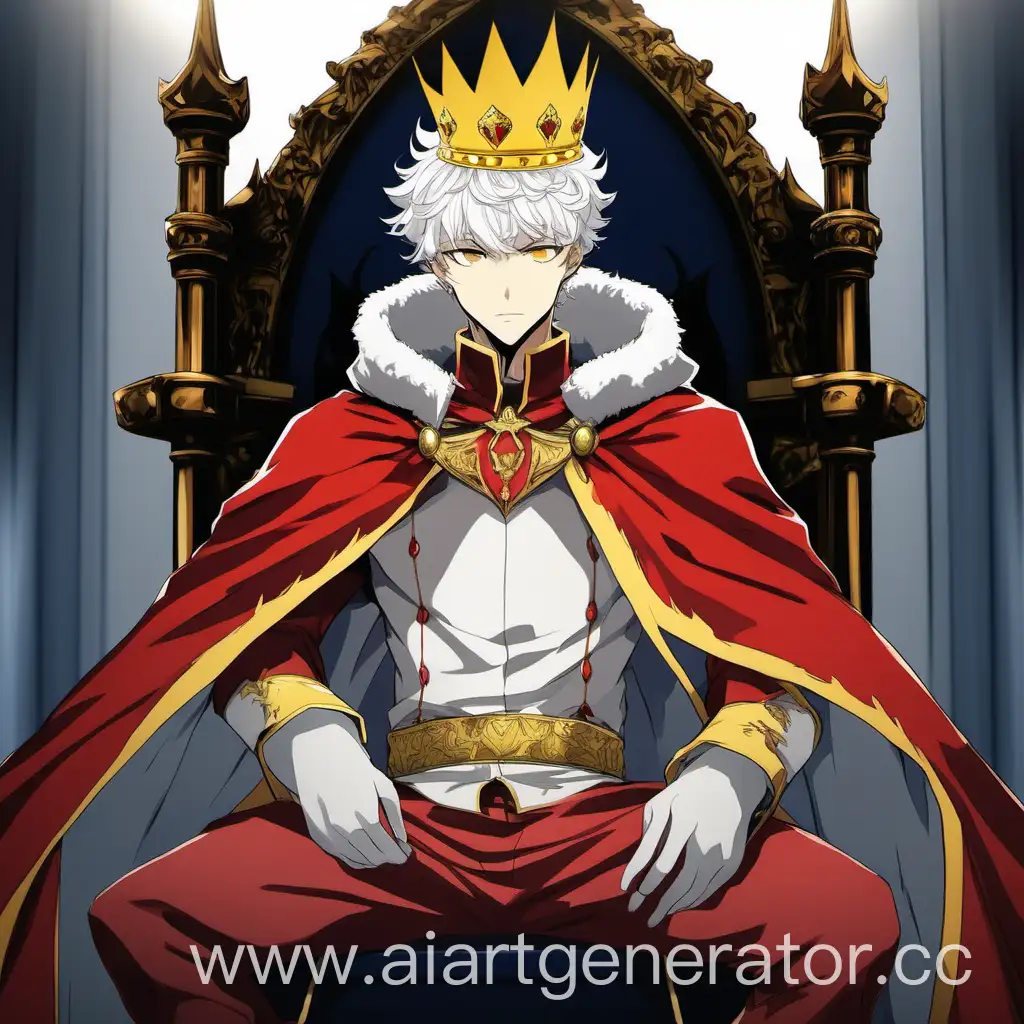 Anime-Character-with-White-Curly-Hair-and-Red-Mantle-on-Throne