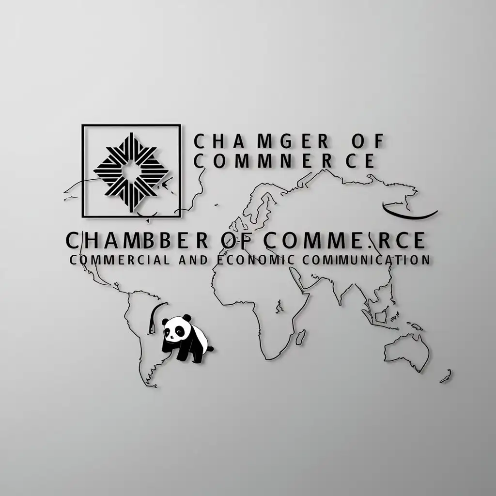 a logo design,with the text "Chamber of Commerce for Commercial and Economic Communication", main symbol:square mangle star, panda and capibara on the continents of earth,Minimalistic,be used in Nonprofit industry,clear background