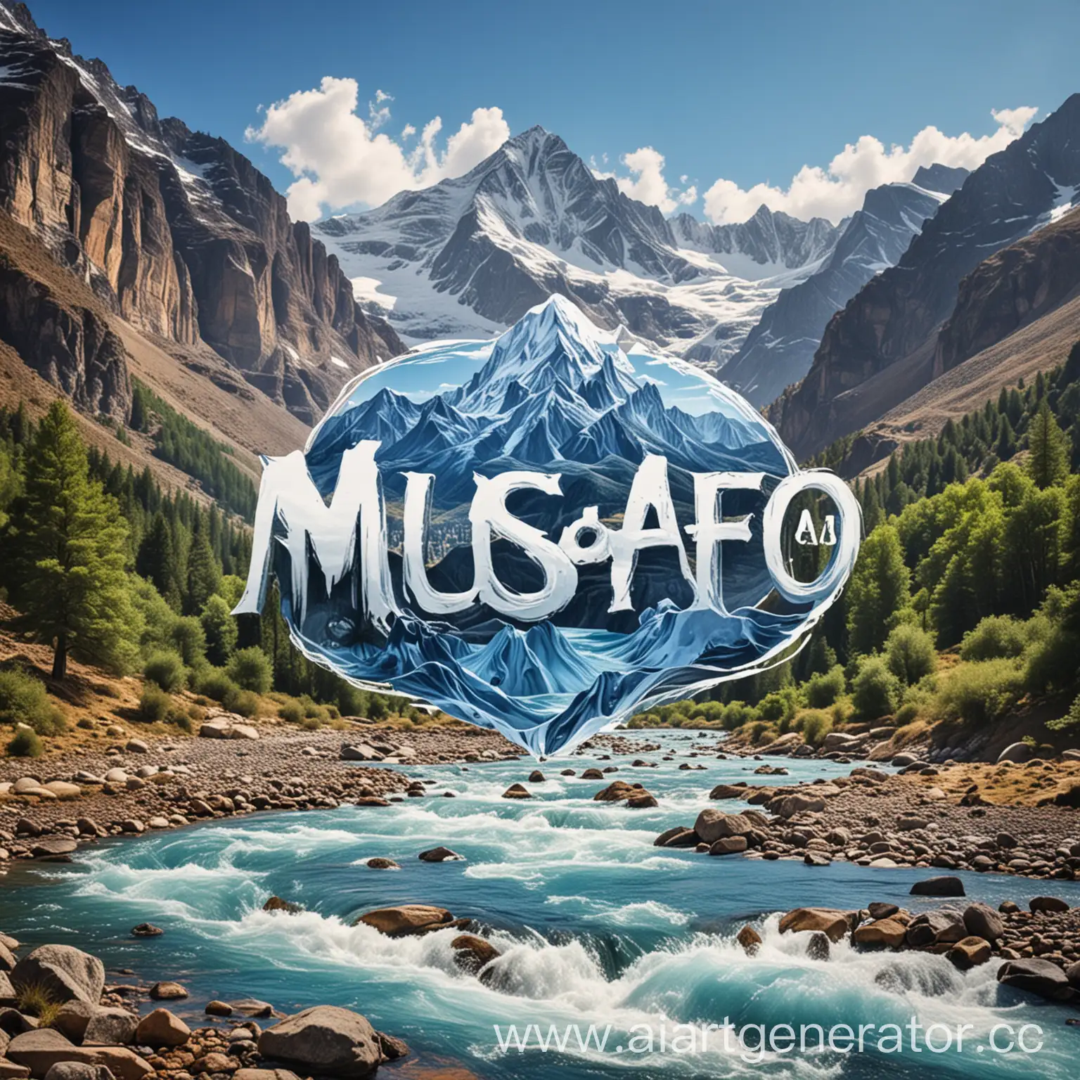 Serene-Mountain-Landscape-with-Clear-Flowing-Water-and-Blue-Sky-Featuring-Musaffo-Logo
