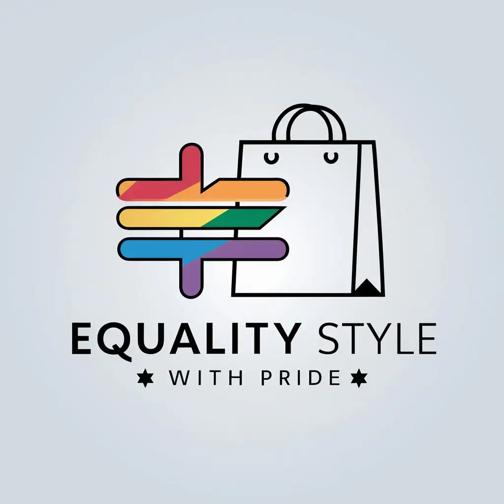 a logo design,with the text "Equality Style'Style with Pride", main symbol:colorful logo. The logo should incorporate symbolic icons e-commerce business theme. preferred color rainbow,Moderate,clear background