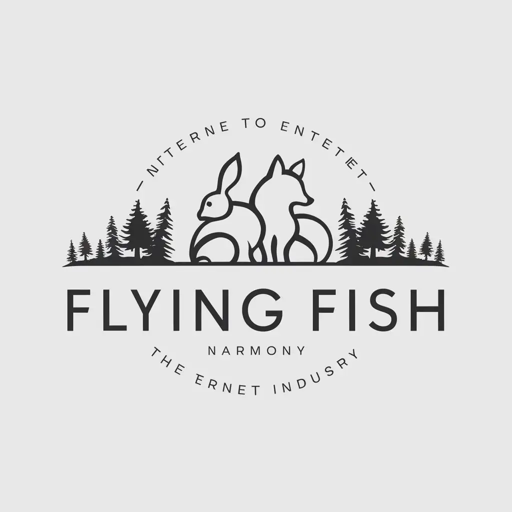 a logo design,with the text "flying fish", main symbol:Rabbit, fox, forest,Minimalistic,be used in Internet industry,clear background