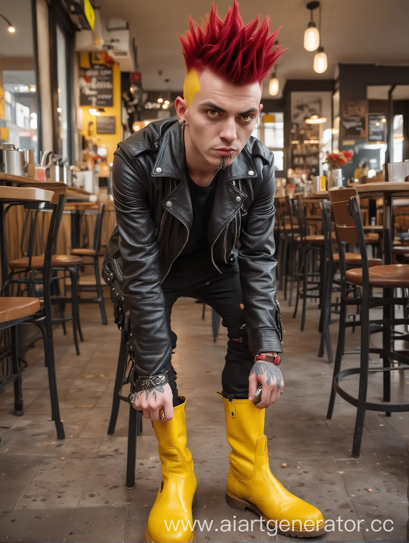 Colorful-Cafe-Cleaner-Short-Figure-with-Crimson-Mohawk-and-Piercings