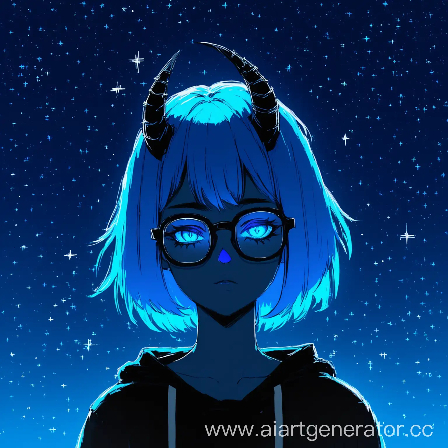 Neon-Demon-Girl-Gazing-at-Starlit-Sky