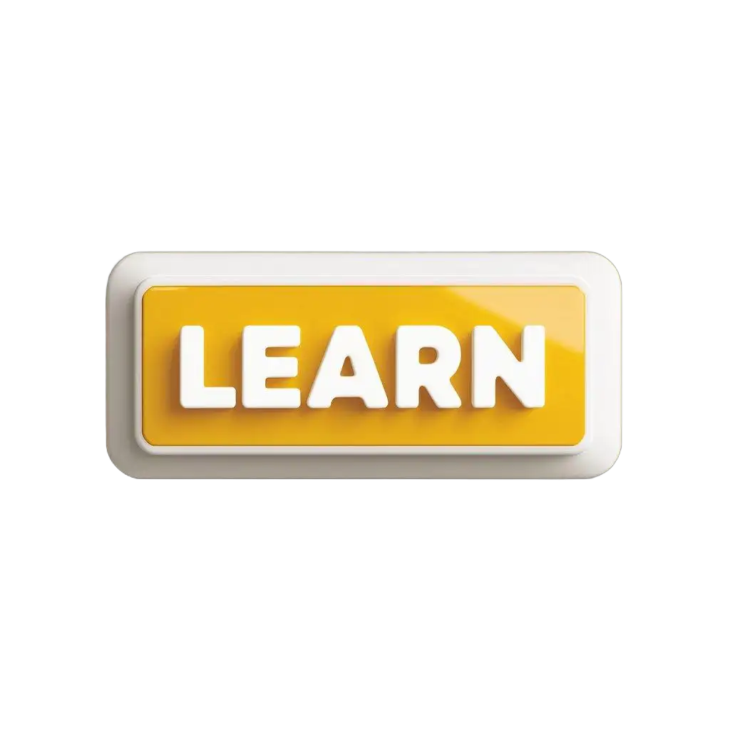rectangle box with test 'Learn' for application button with Yellow background