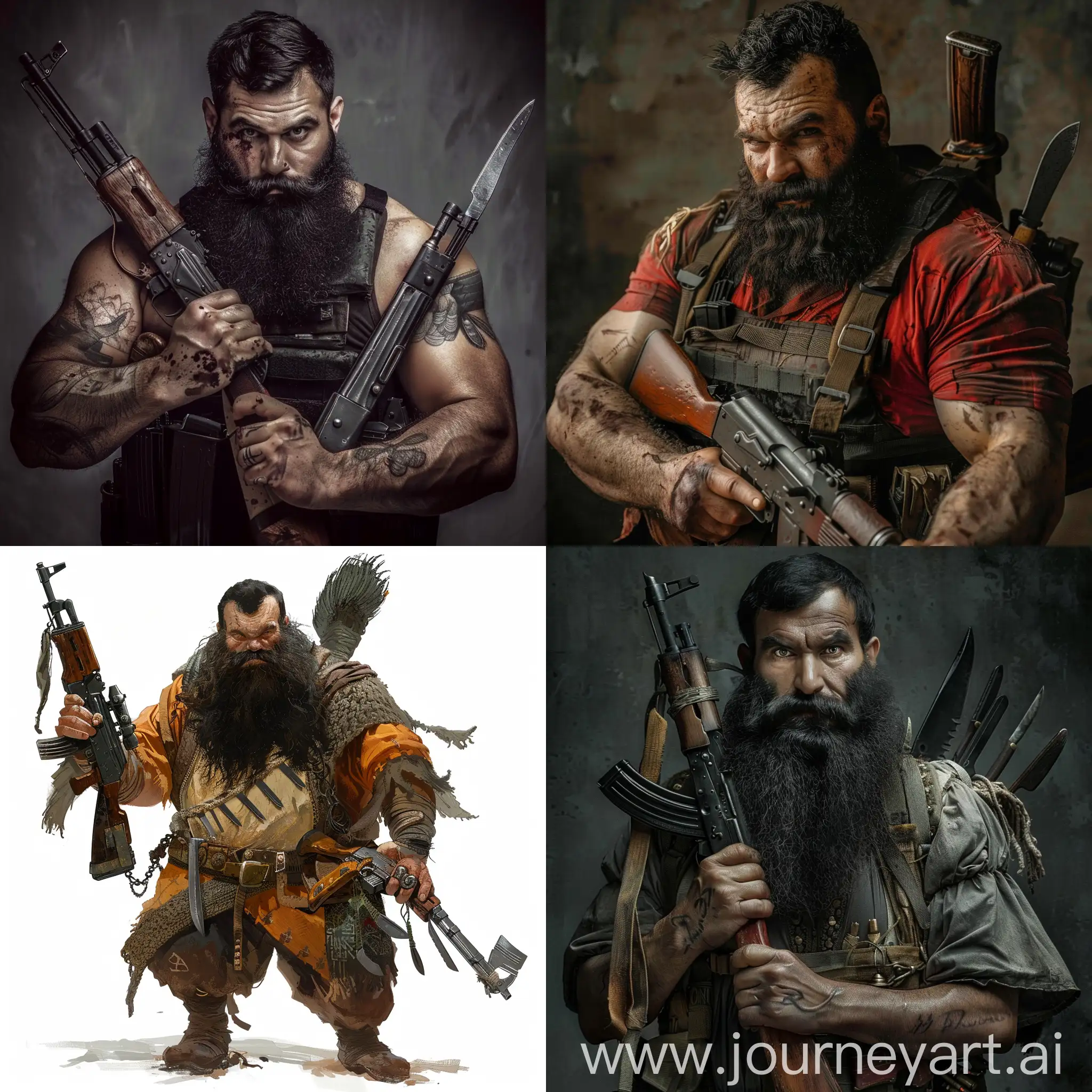 Bearded-Magnus-with-Kalashnikov-and-Shashlik-Knives