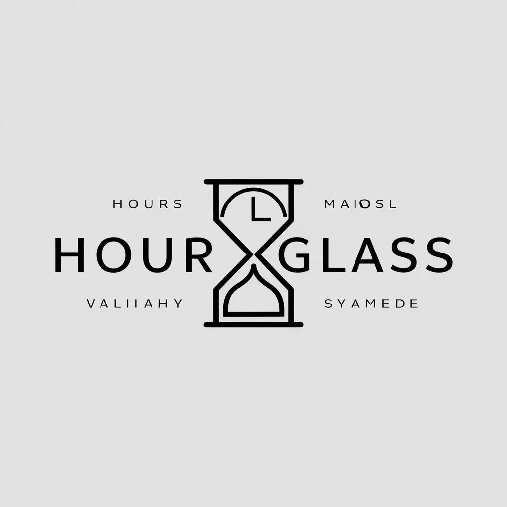 a logo design,with the text "hourglass", main symbol:clock, hourglass,Minimalistic,be used in Others industry,clear background