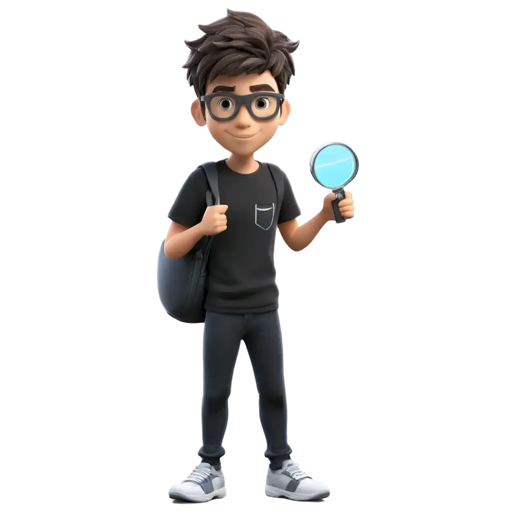 3D-10YearOld-Hacker-Boy-with-Magnifying-Glass-PNG-Image-for-Enhanced-Online-Visibility