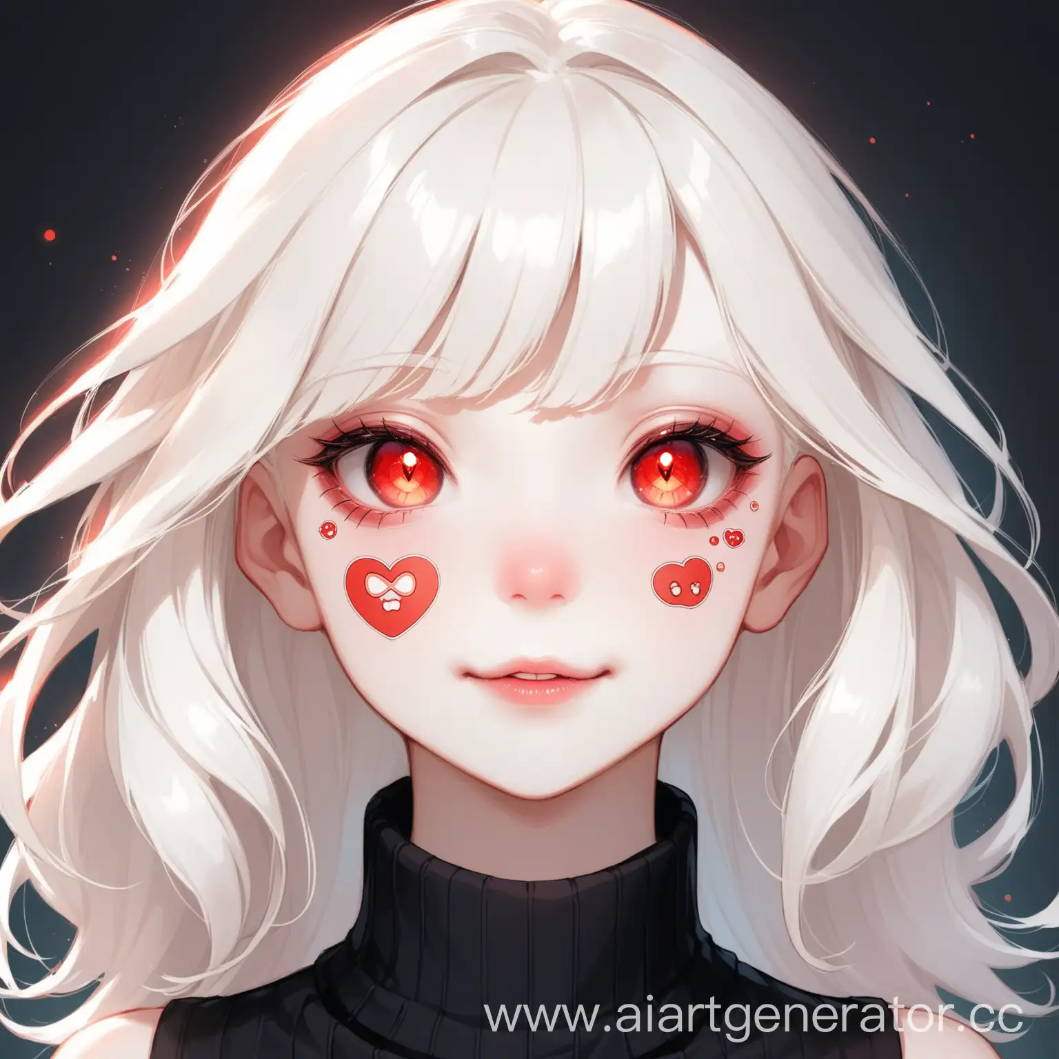 Albino-Teen-Girl-with-Unique-Makeup-and-Cute-Stickers
