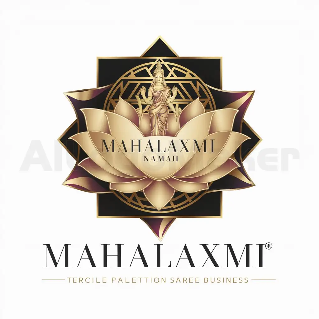 LOGO-Design-For-Mahalaxmi-Namah-Opulent-Goddess-Mahalaxmi-and-Shri-Yantra-Emblem-in-Gold-and-Black-Gold