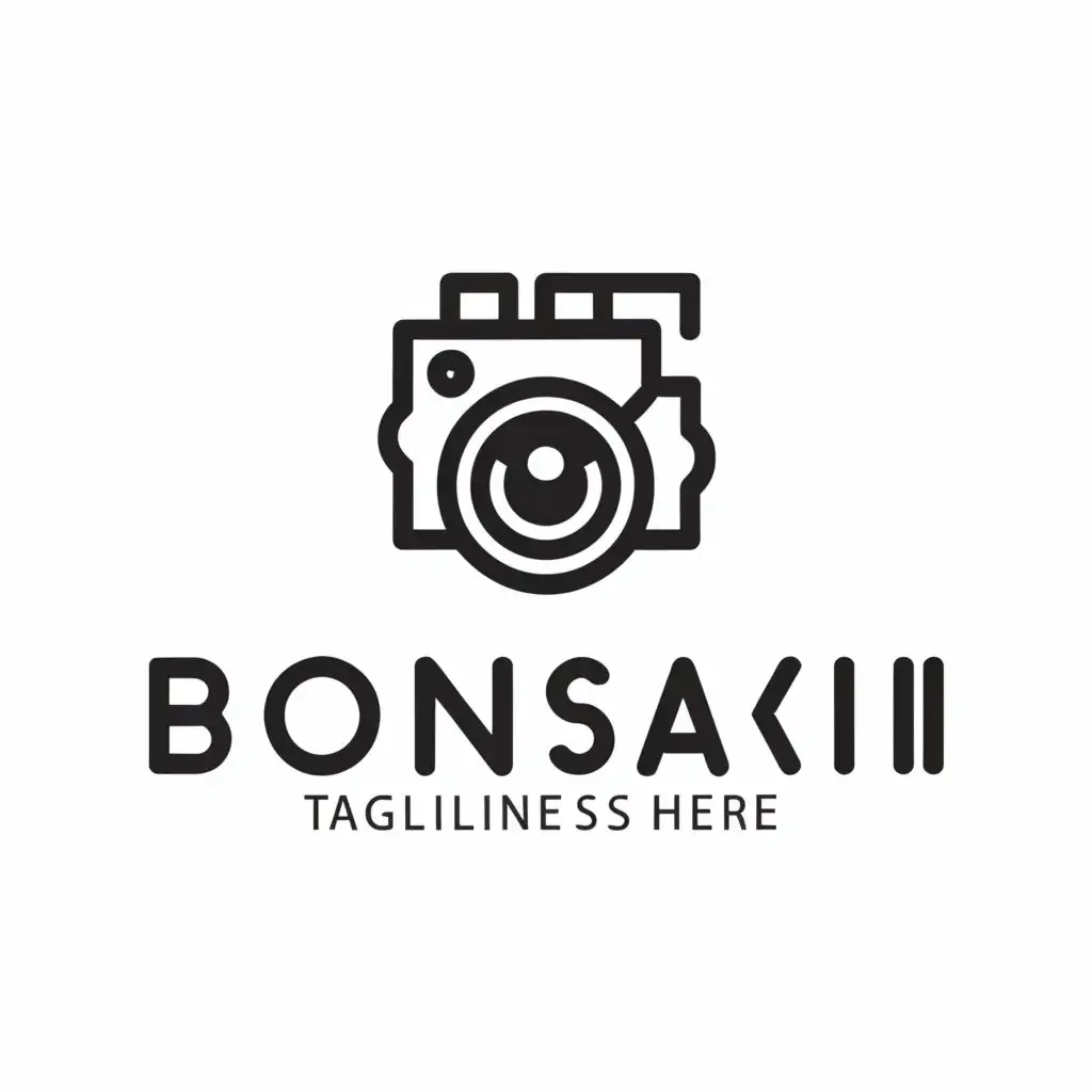 a logo design,with the text "bonsai", main symbol:camera photo printing photo for documents,Minimalistic,be used in photo studio industry,clear background