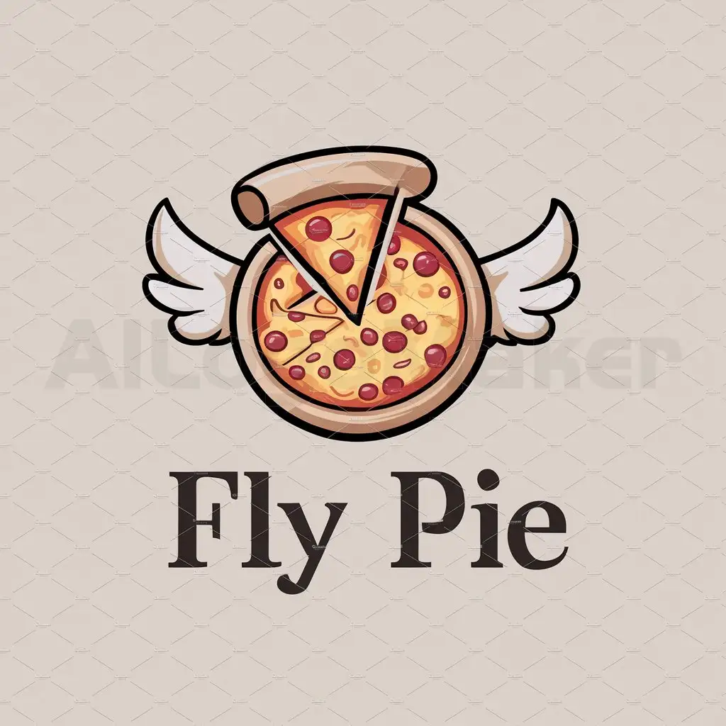 a logo design,with the text "Fly pie", main symbol:pizza,Moderate,be used in Restaurant industry,clear background