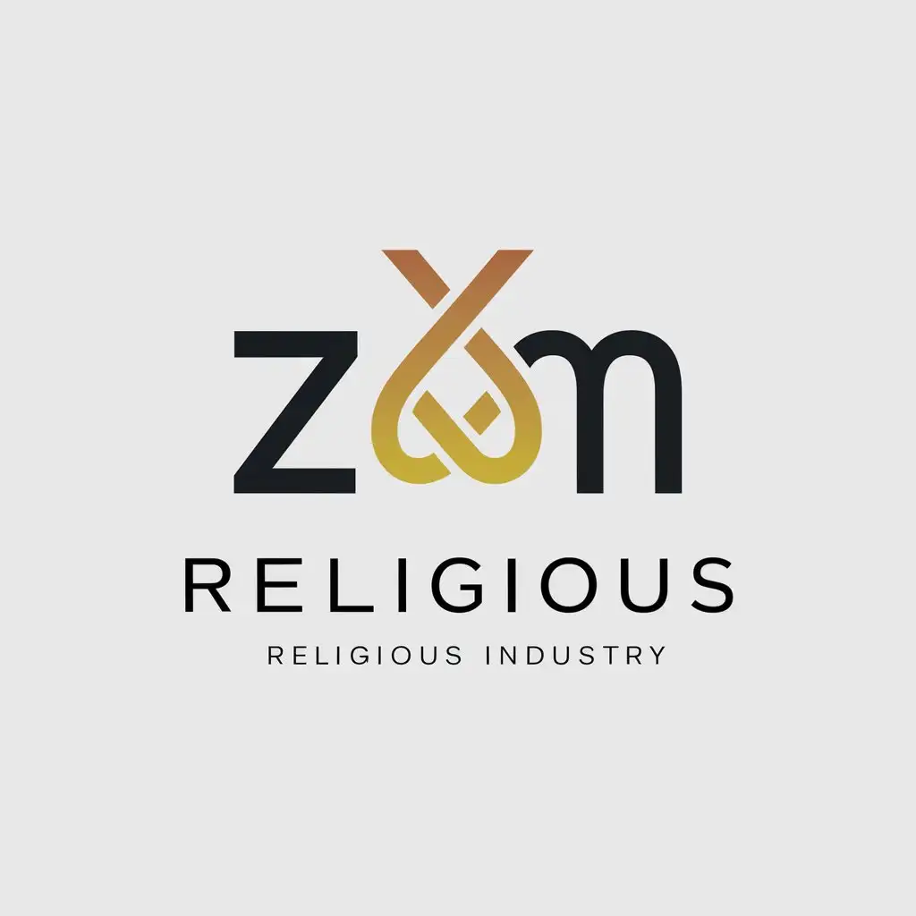 a logo design,with the text "zzm", main symbol:zm,Minimalistic,be used in Religious industry,clear background