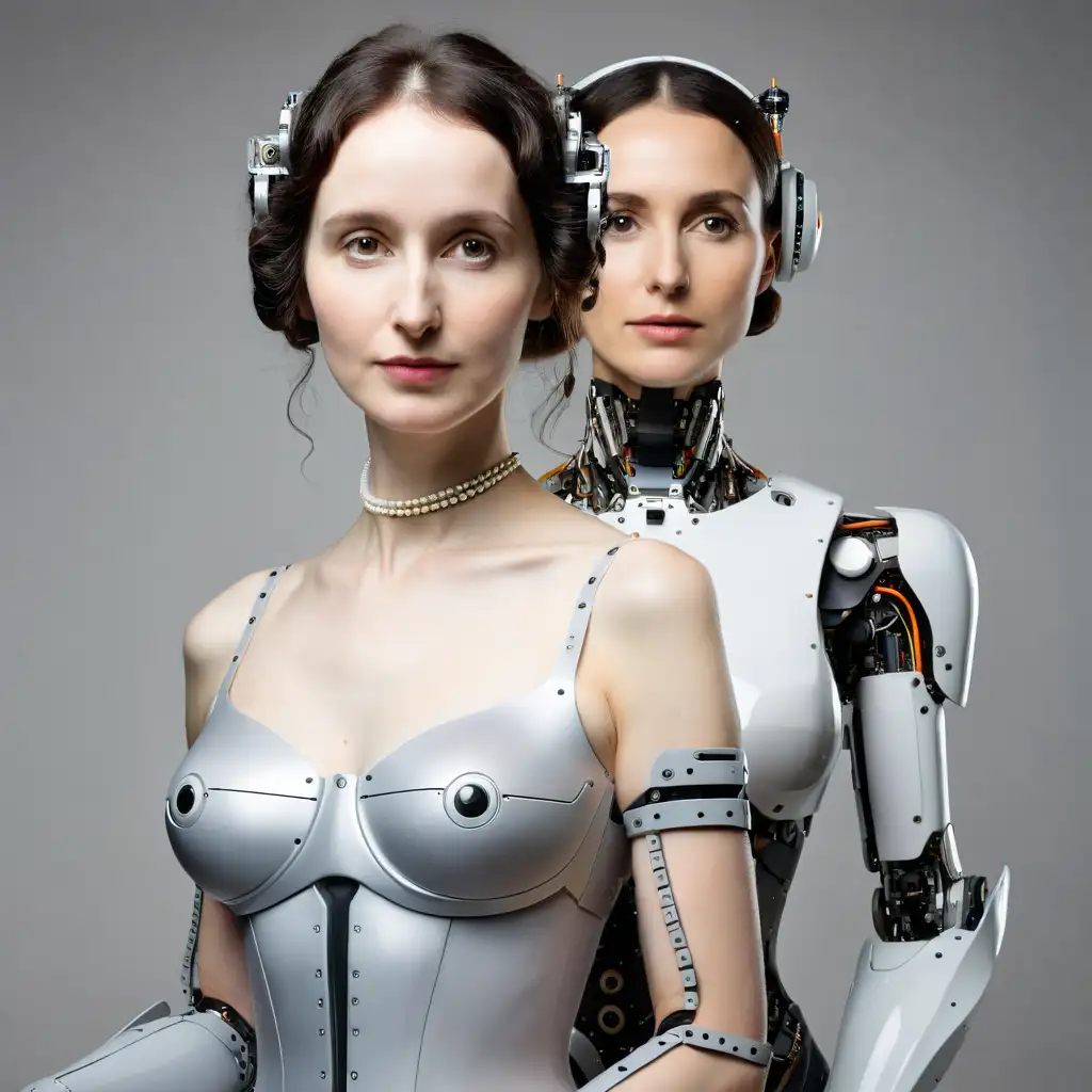Ada Lovelace, naked on the left and as a robot on the right