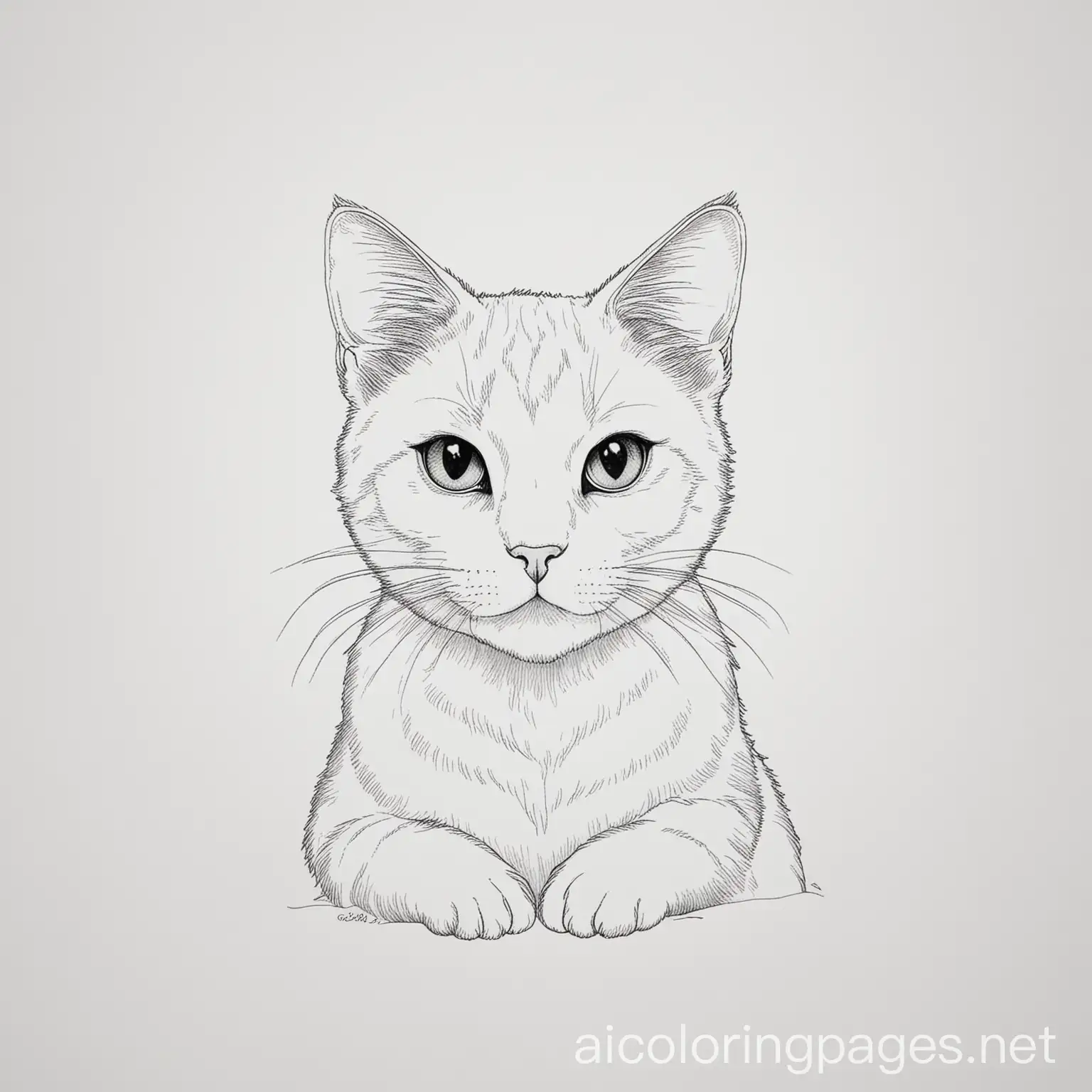 Simple-Line-Art-Coloring-Page-of-a-Cat-on-White-Background