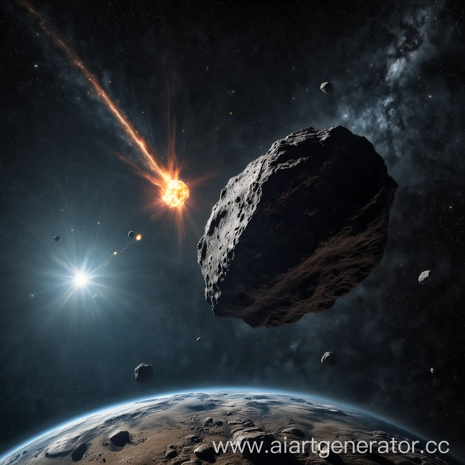 Asteroid-Approaching-Planet-Impending-Catastrophe-in-Space