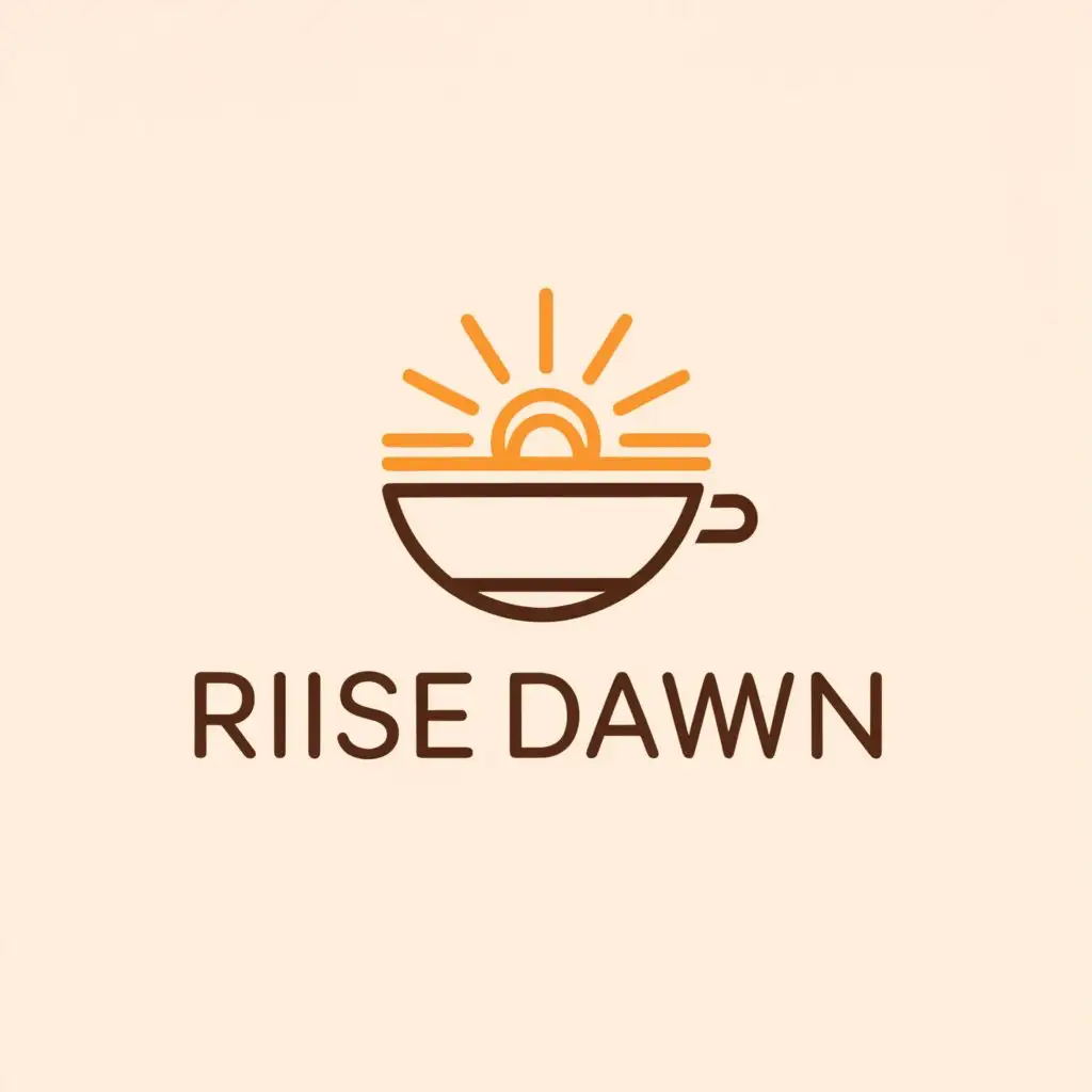 a logo design,with the text "rise dawn", main symbol:rise sun,dawn and coffee,Minimalistic,be used in coffee shop industry,clear background