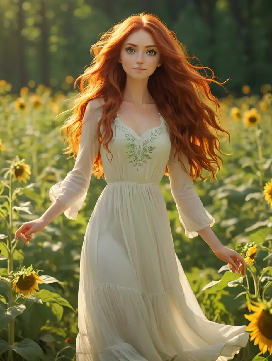 RedHaired-Girl-Dancing-in-Sunflower-Meadow