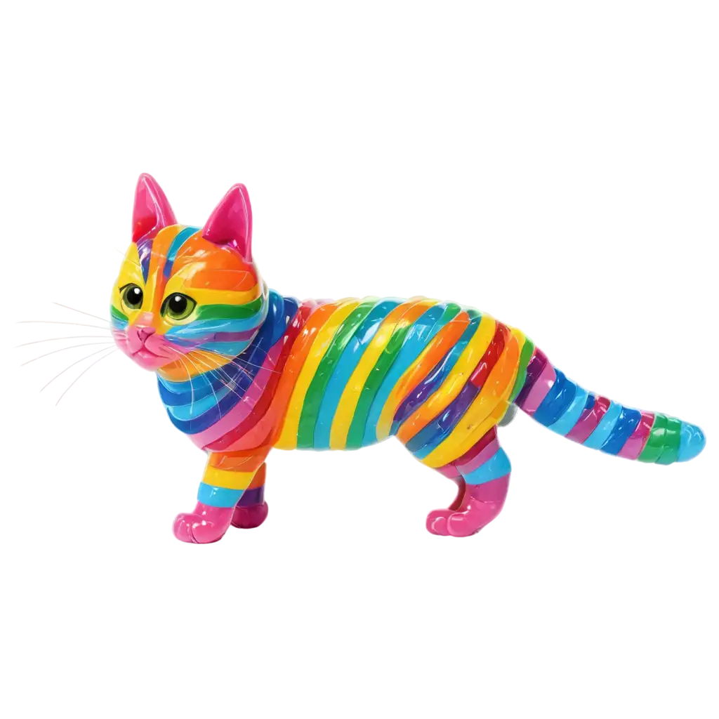 a rainbow stripe 3d gloss cat. baby drawing style