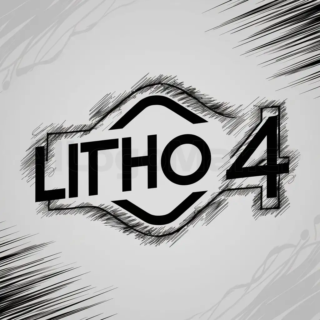 a logo design,with the text "Litho 4", main symbol:Litho 4 in a sketchy style,Moderate,clear background