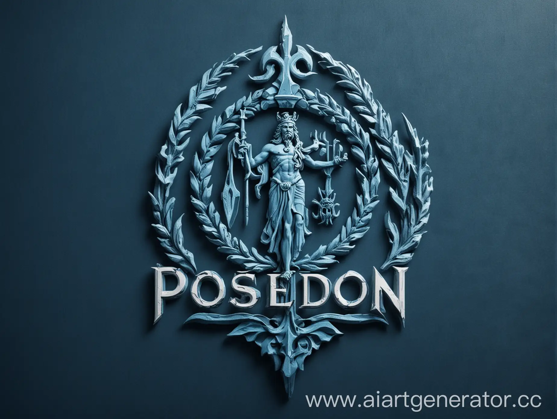 Poseidon-Hotel-Logo-Trident-Emblem-in-Oceanic-Blue