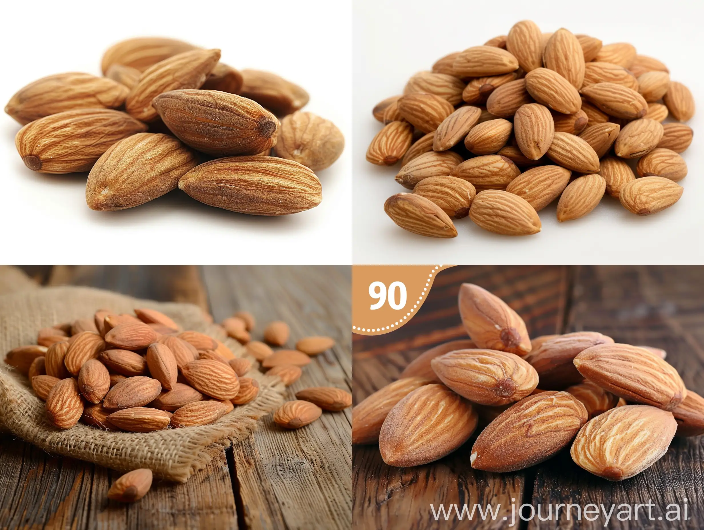 Special studio photo of almonds
