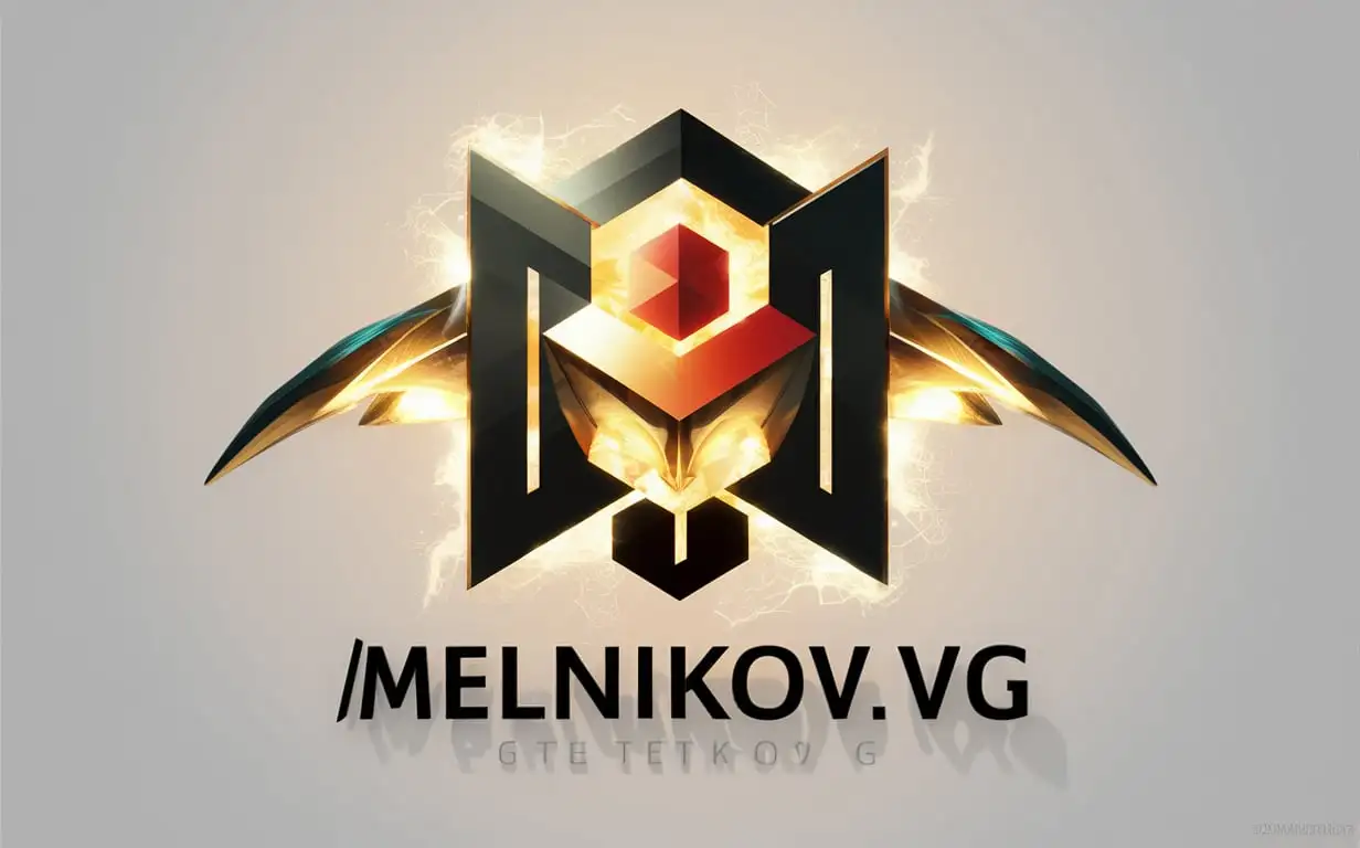 Analog of logo 'Melnikov.VG', author style 'Paradoxical reality optimal minimum luminescent technology design', absolutely clean white background, --no© Melnikov.VG, melnikov.vg, izobretenie logo typography bez teksta