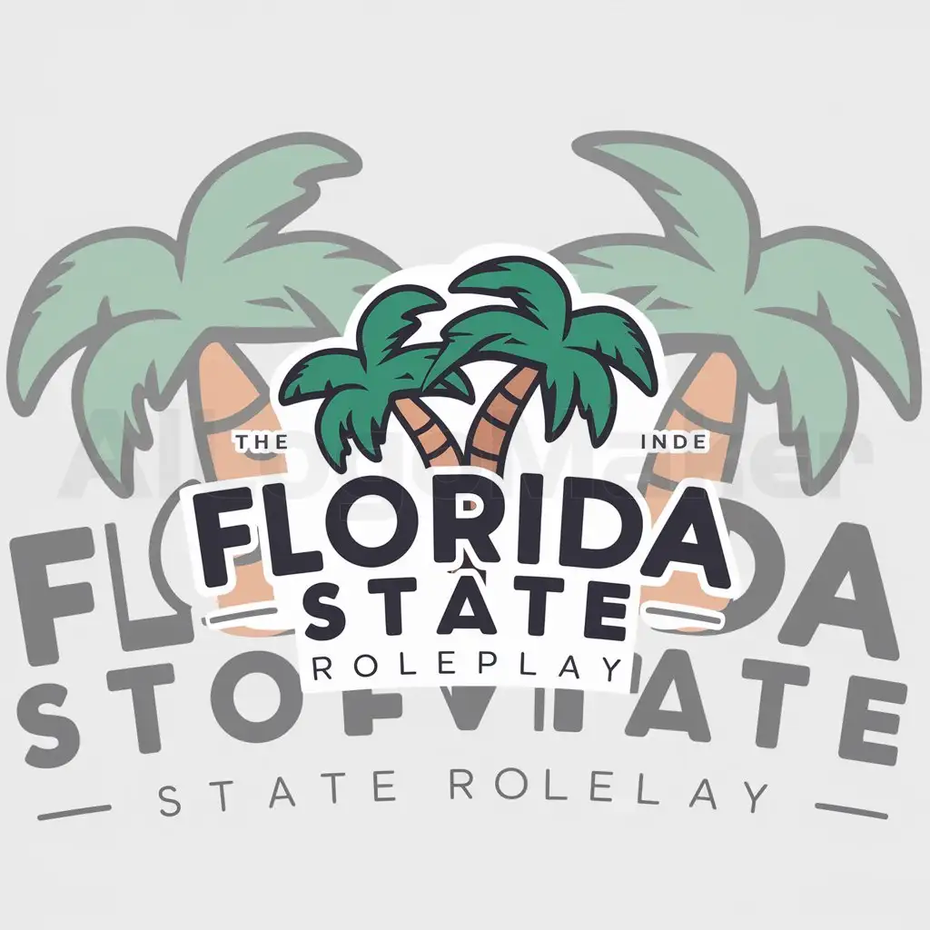 a logo design,with the text "FLORIDA STATE ROLEPLAY", main symbol:Palm Trees colorful,Moderate,be used in Internet industry,clear background