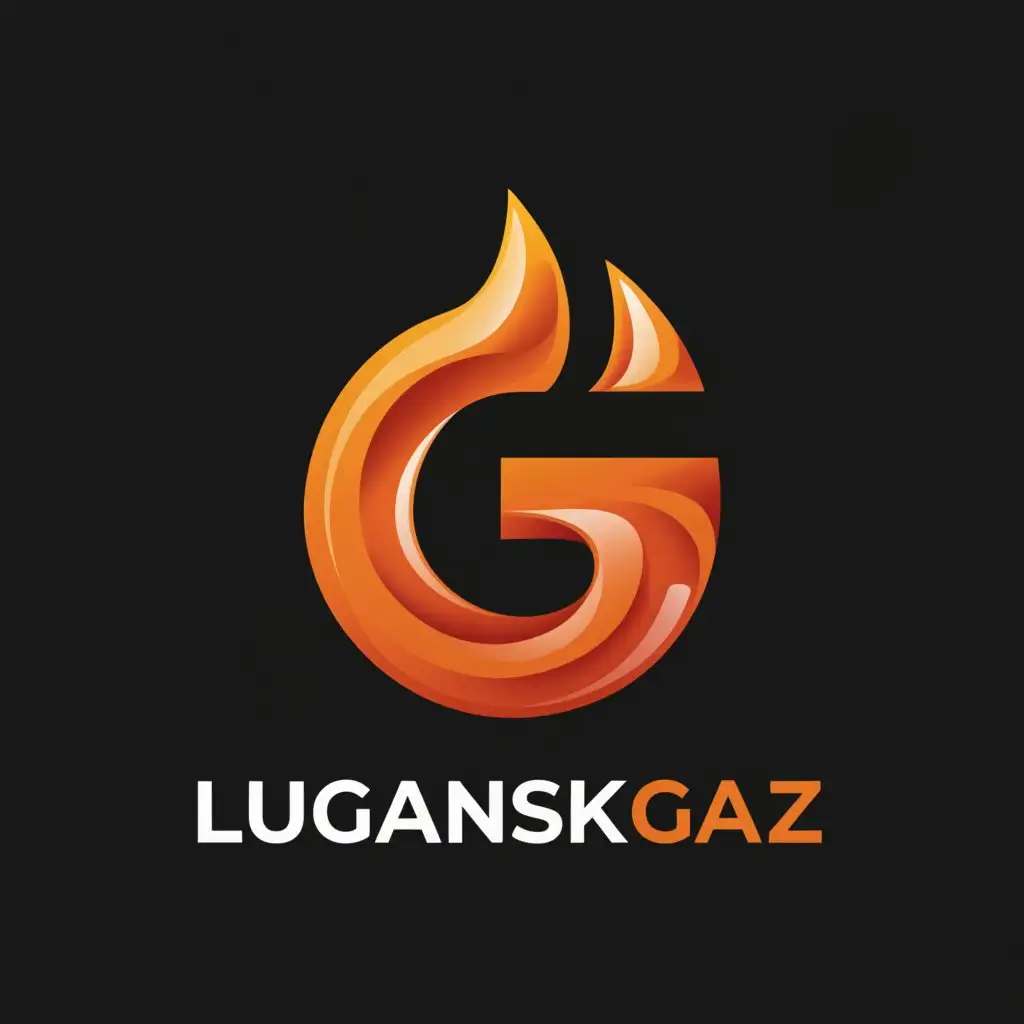 a logo design,with the text "LUGANSKGAz", main symbol:G, flame, pipes,Сложный,be used in Строительство industry,clear background