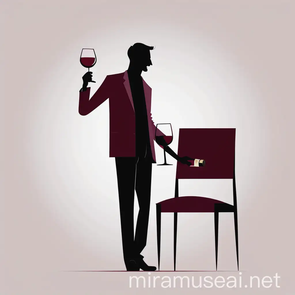 Man Holding Wine Glass Vector Illustration in Minimalist Style