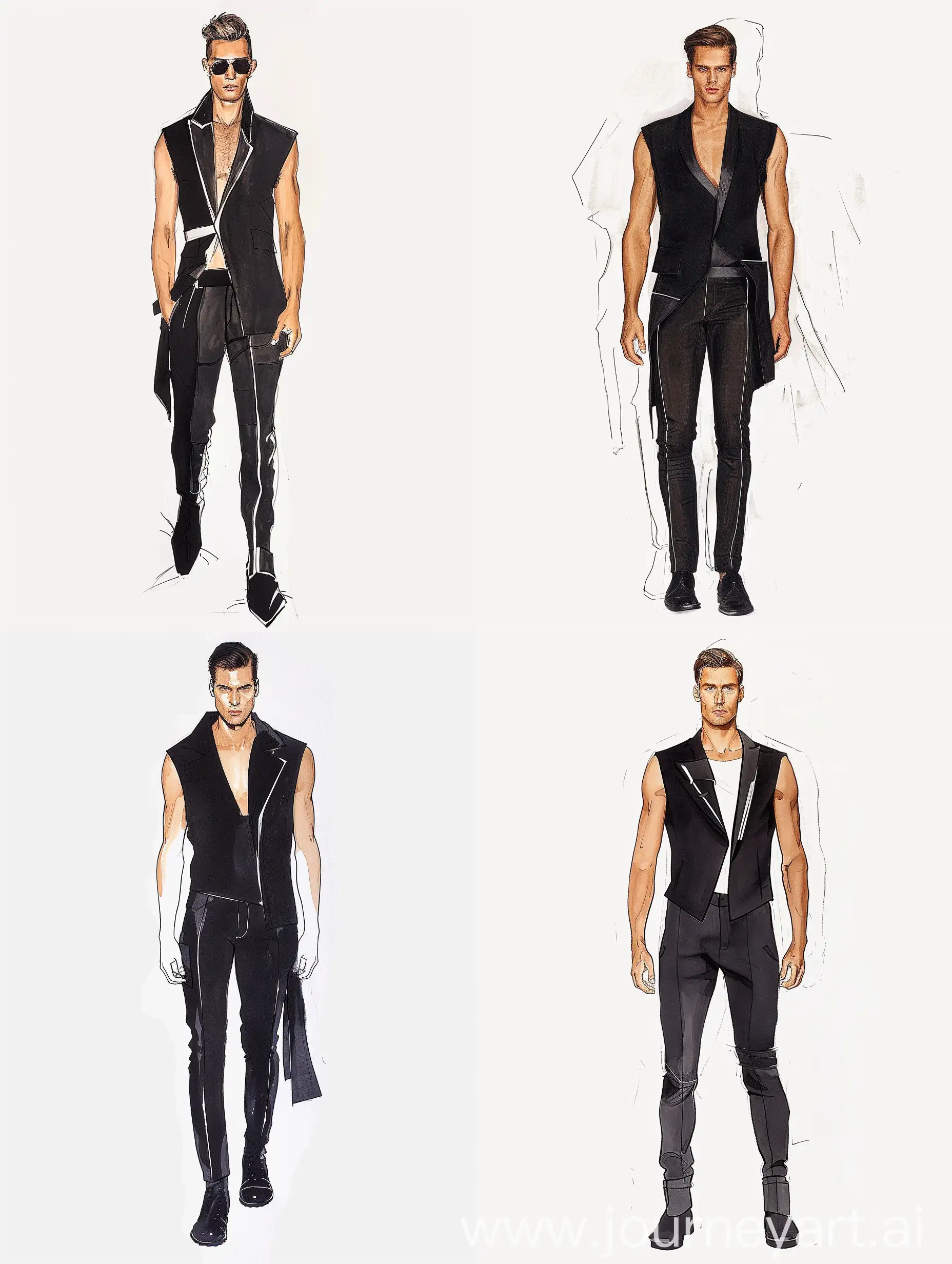 Men fashion sketch inspired by Joseph Auren