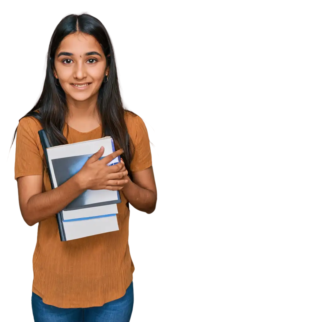 indian lady college student with books