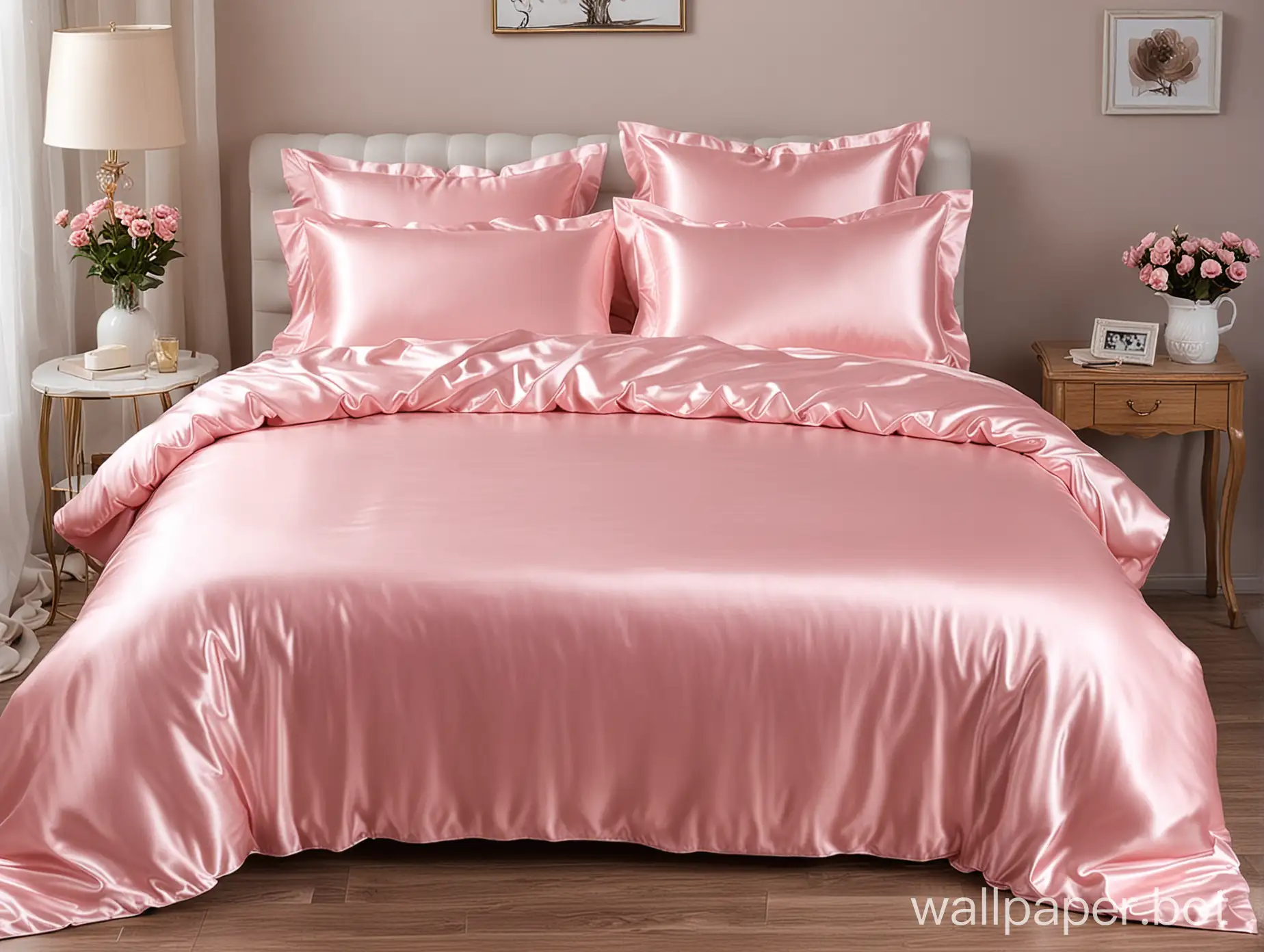 Luxurious-Pink-Mulberry-Silk-Bedding-with-Gentle-Liquid-Texture