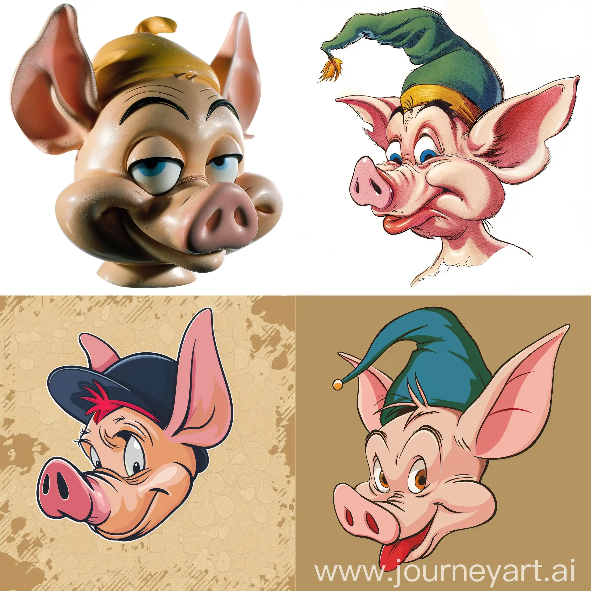 Porky-Pig-Jesting-Cap-Portrait-Art
