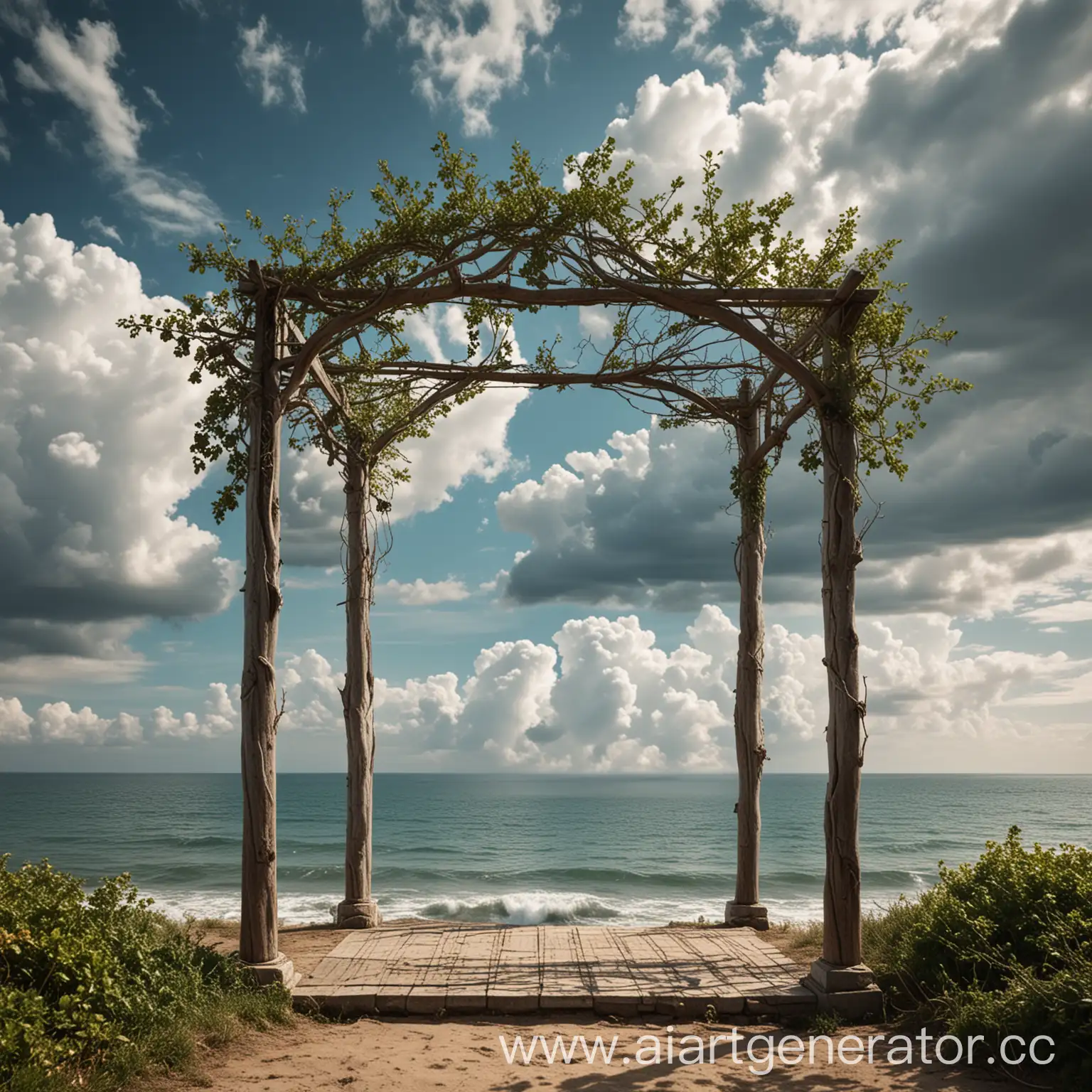 Contemplative-Seascape-with-Arbor-and-Cloudy-Sky