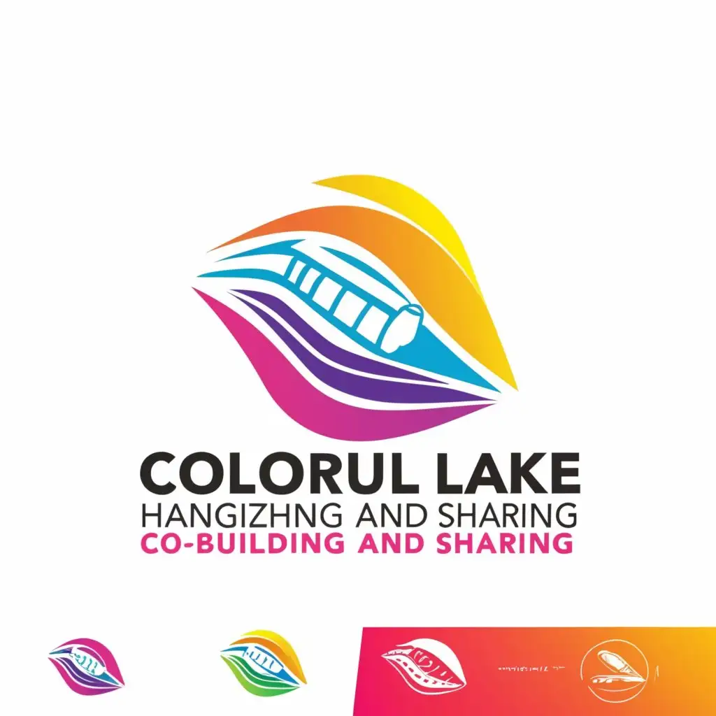 a logo design,with the text "Colorful Lake Hangzhou Co-Building and Sharing", main symbol:High-speed train,Moderate,clear background