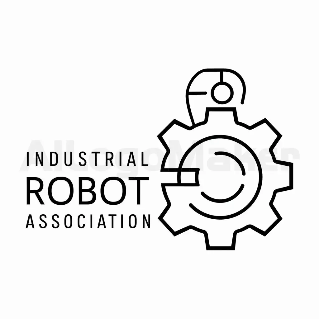 a logo design,with the text "Industrial Robot Association", main symbol:Gears, upper half of the robot,Minimalistic,be used in industrial robot industry,clear background