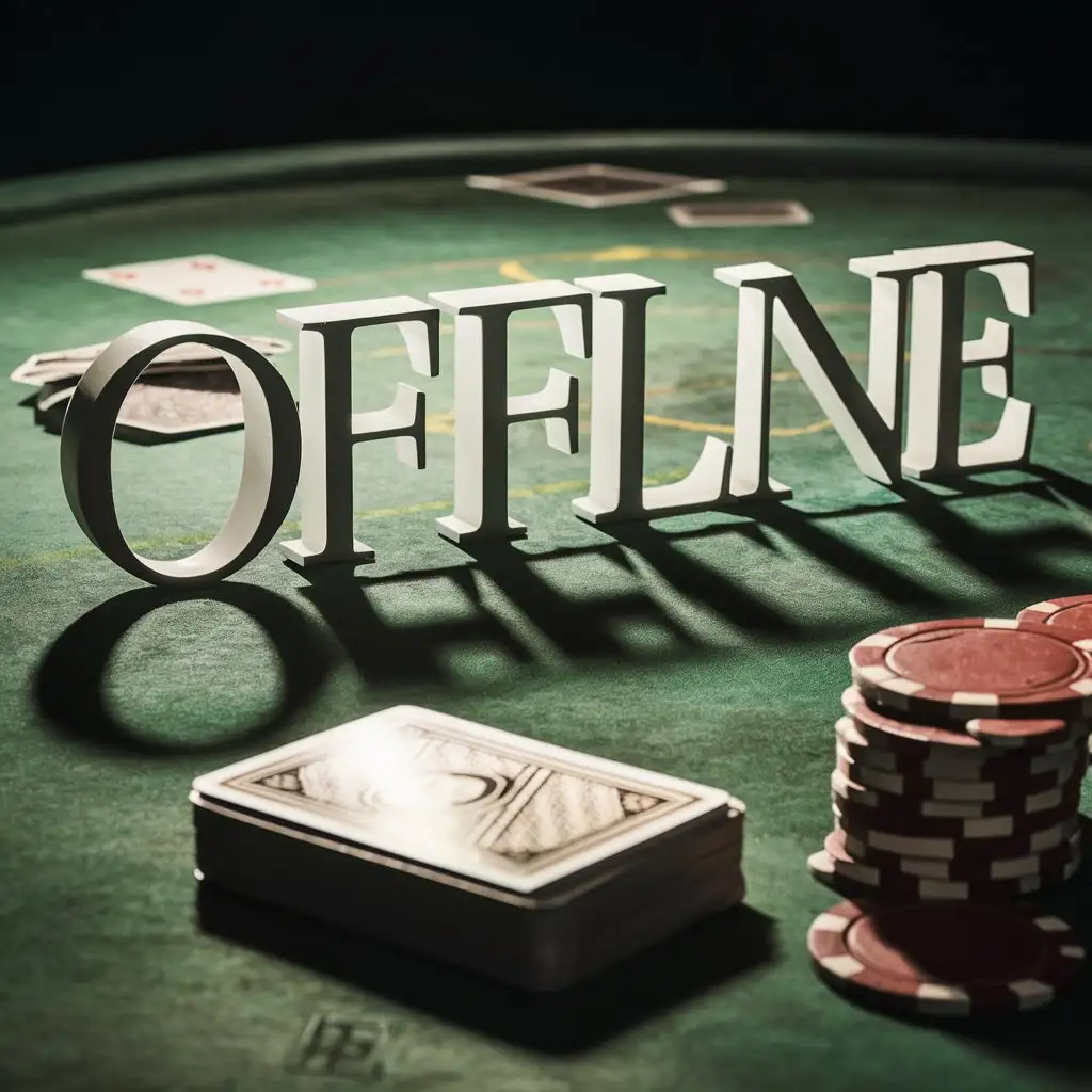 слово Offline на фоне покерного стала