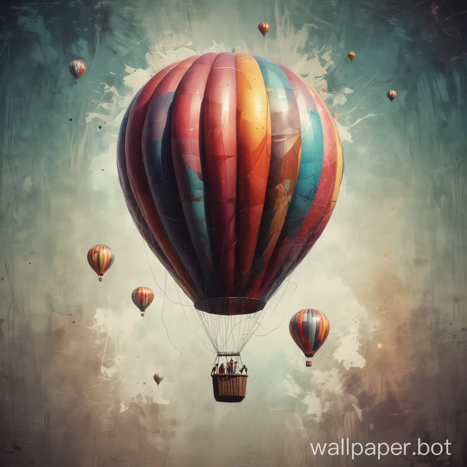 Vibrant-Abstract-Art-Featuring-a-Hot-Air-Balloon
