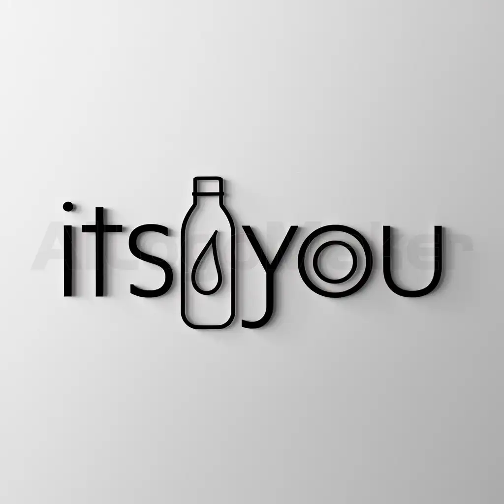 a logo design,with the text "itsyou", main symbol:water bottle,Minimalistic,clear background