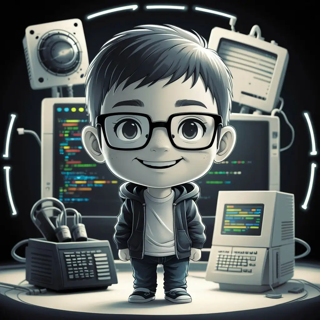 a pair of glasses male programmer cute cartoon head portrait